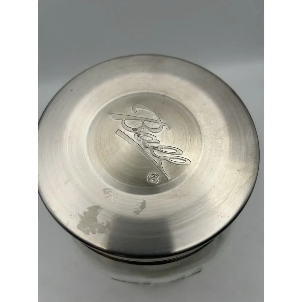 Ball Half Gallon 64 oz / 2 qt Glass Storage Canister Stainless Lid Mason Jar